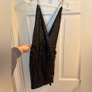 Black Sequin Mini Dress